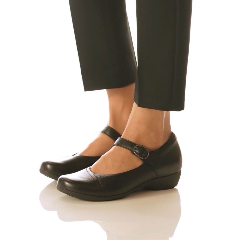 Dansko FAWNA Black Nappa Leather Mary Jane Support Casual Workwear Wide Shoes - Picture 2 of 16